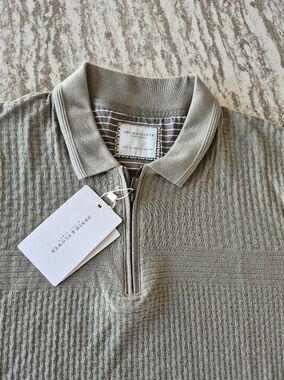 Denim & Flower Men's Structered Knit Zipper Polo Size XL NEW
